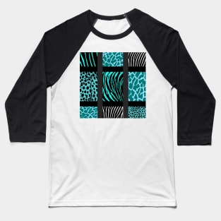 Teal Mixed Animal Print Baseball T-Shirt